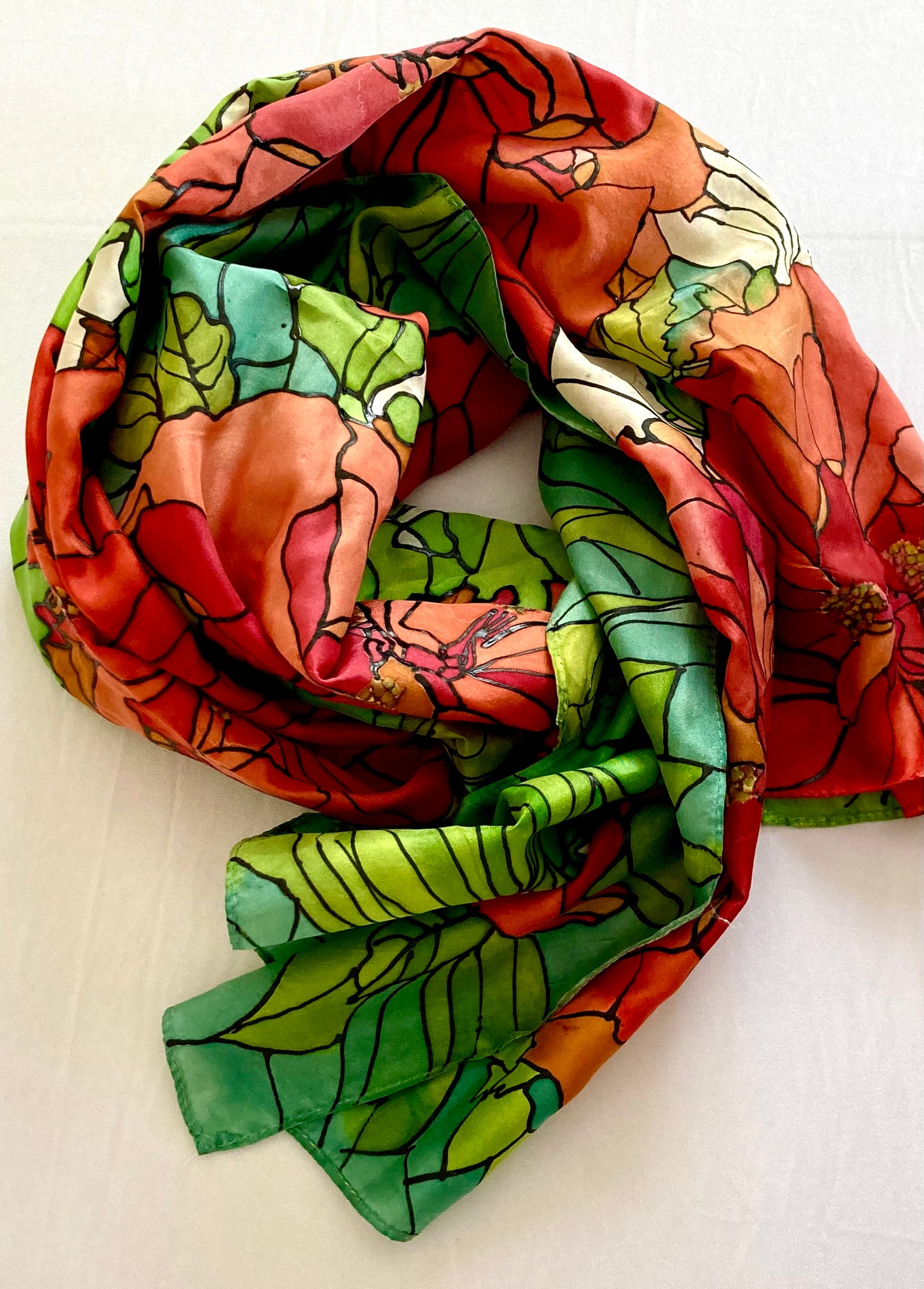 POPPIES STAINED GLASS Silk Scarf