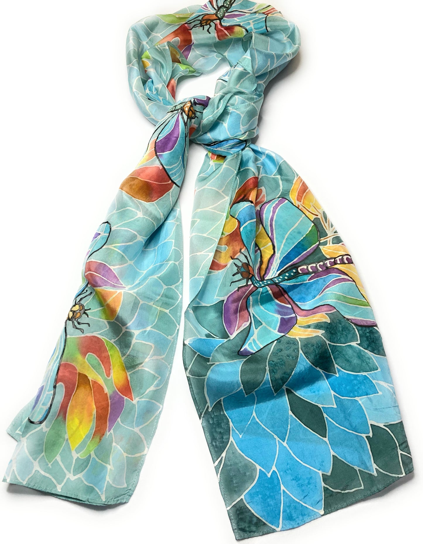 BLUE DRAGONFLY Silk Scarf