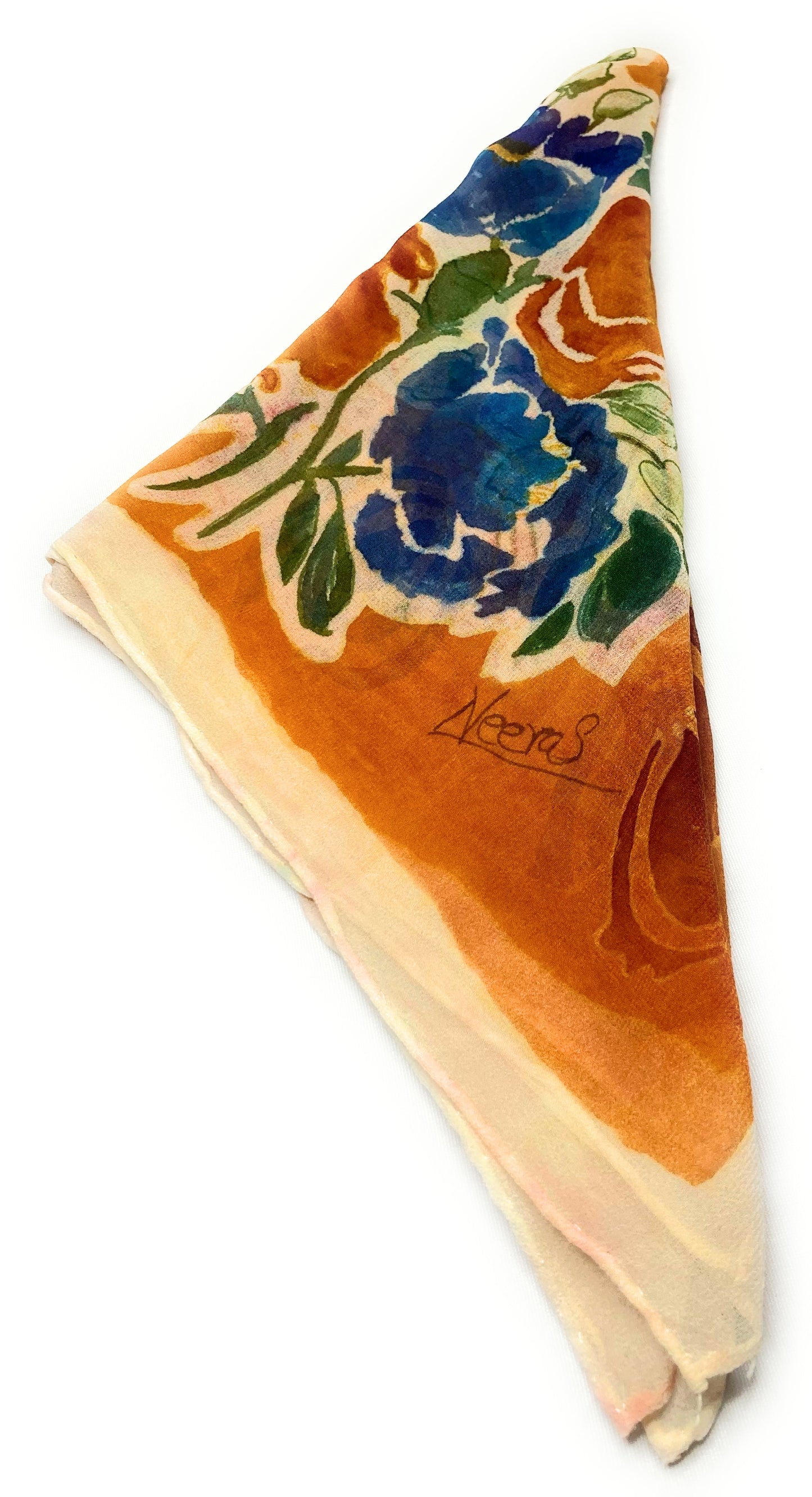 ORANGE FLORAL CHIFFON BANDANA