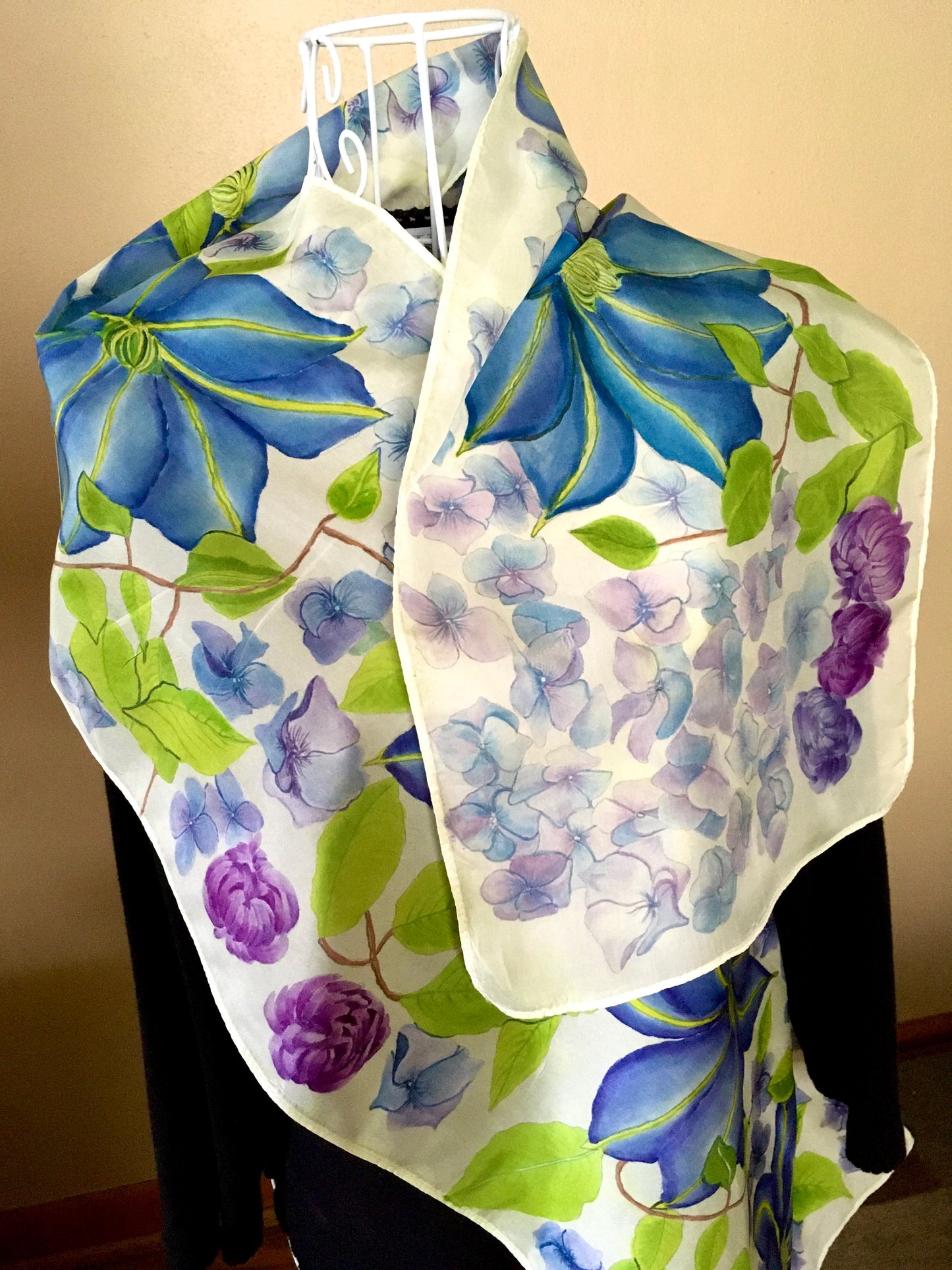 PURPLE HYDRANGEAS Silk Scarf