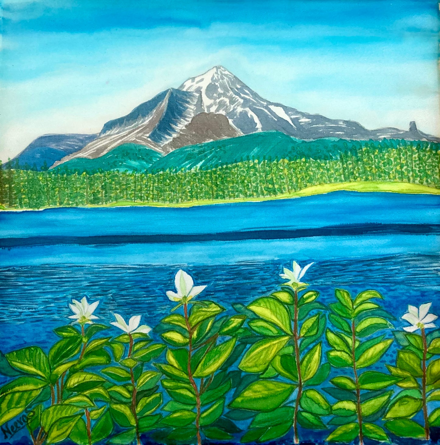 WHITE FLOWERS Silk Art