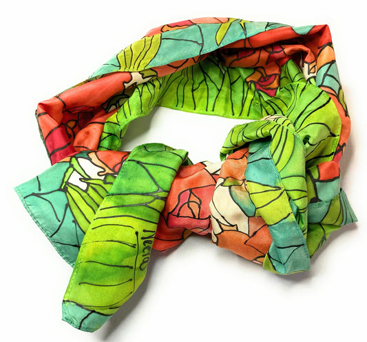 POPPIES STAINED GLASS Silk Scarf