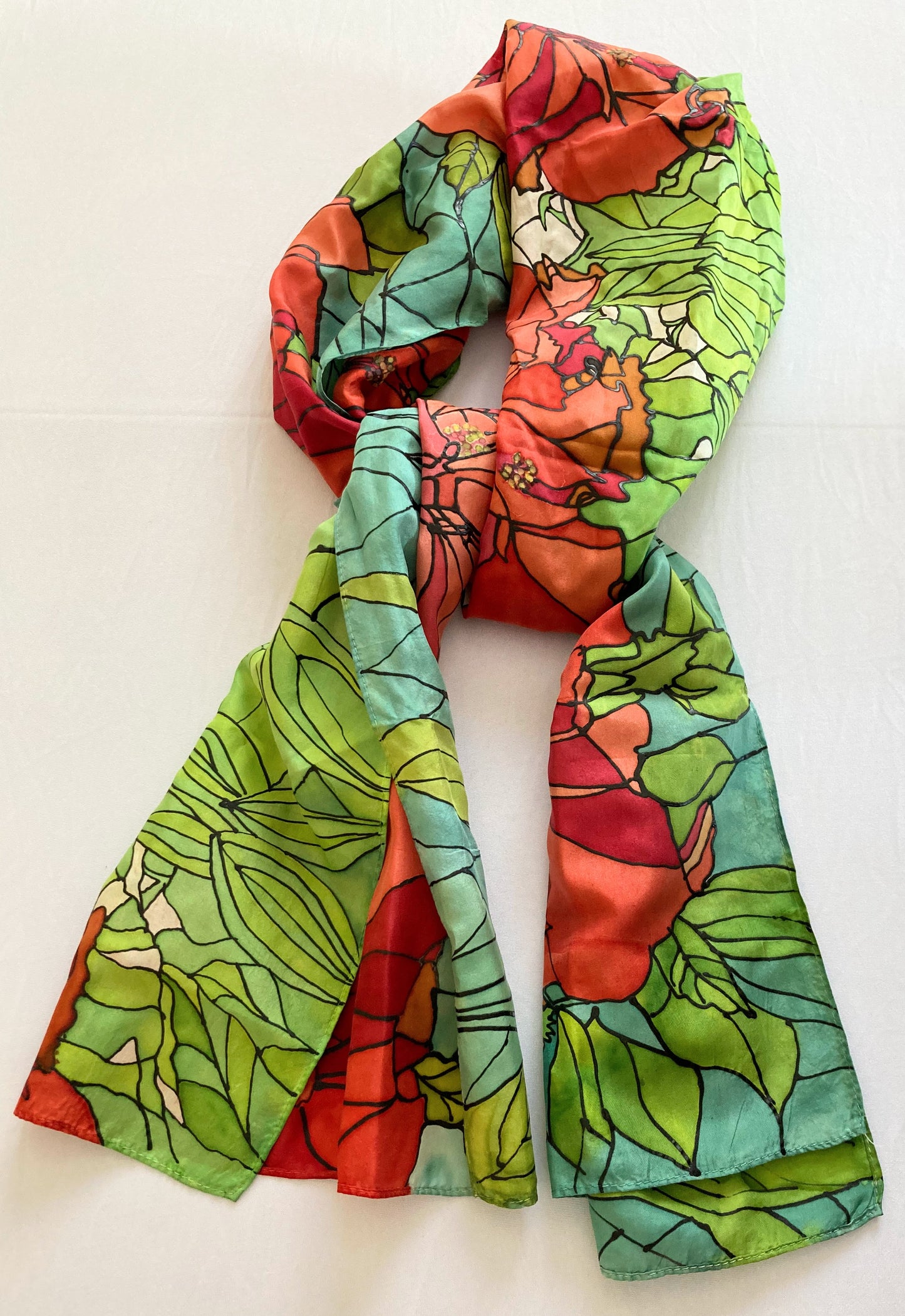 POPPIES STAINED GLASS Silk Scarf