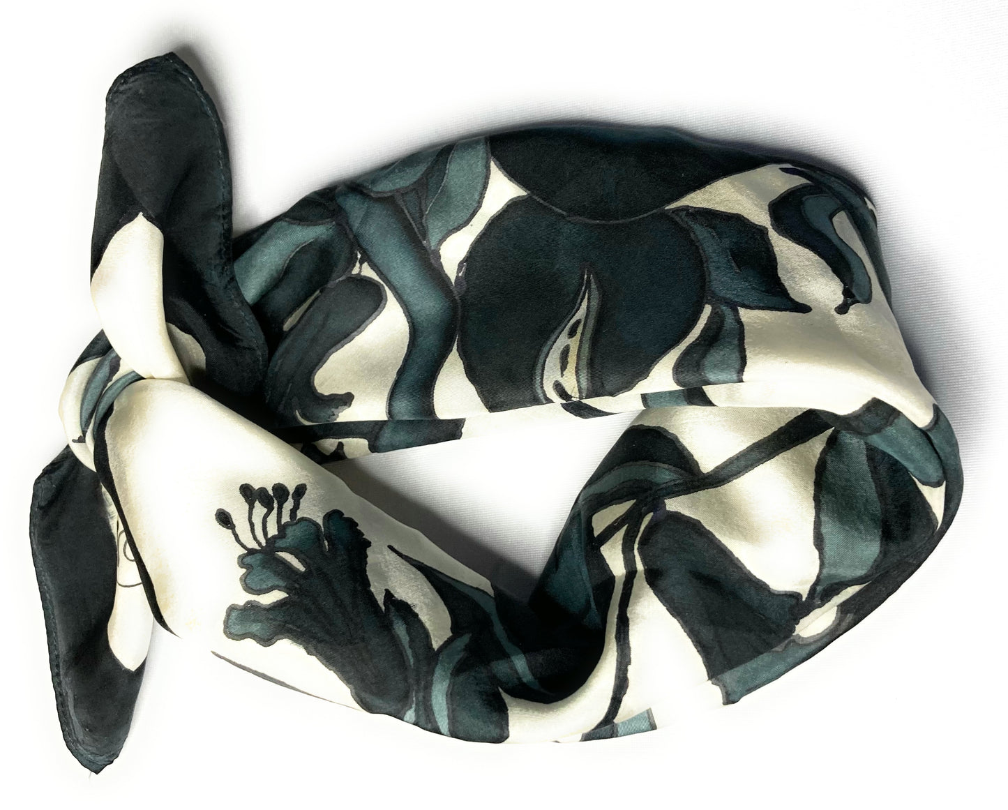 POMEGRANATE B &W Silk Bandana