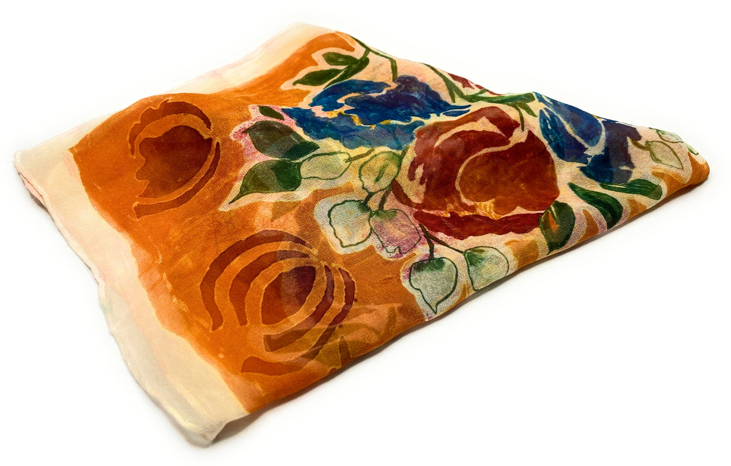 ORANGE FLORAL CHIFFON BANDANA