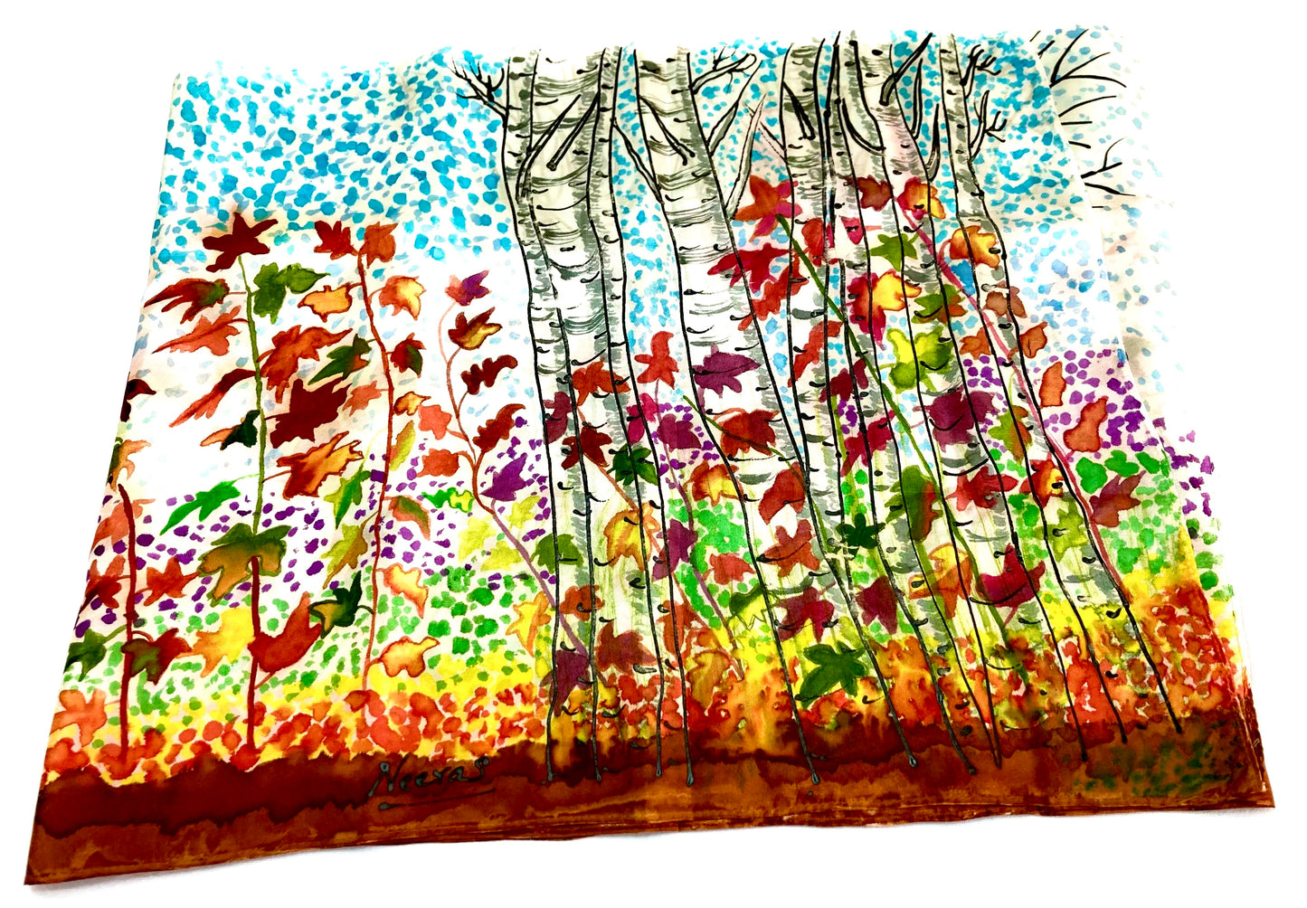 AUTUMN BIRCH Silk Scarf