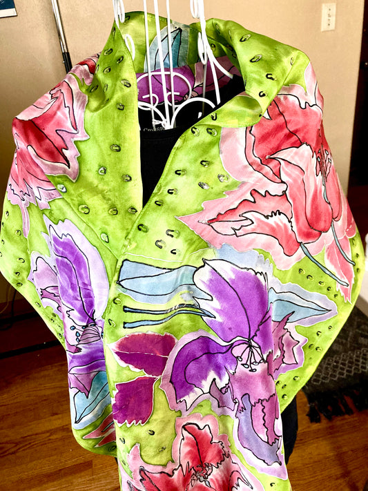 PURPLE PINK SILK SCARF
