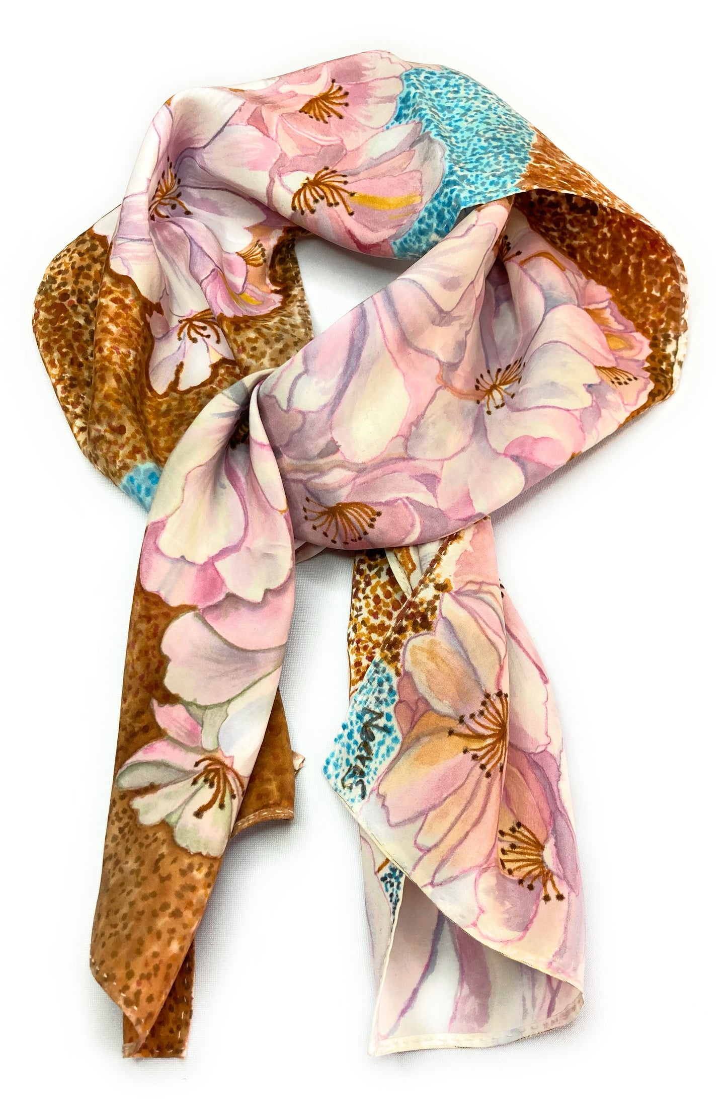 PINK FLOWERS Silk Scarf