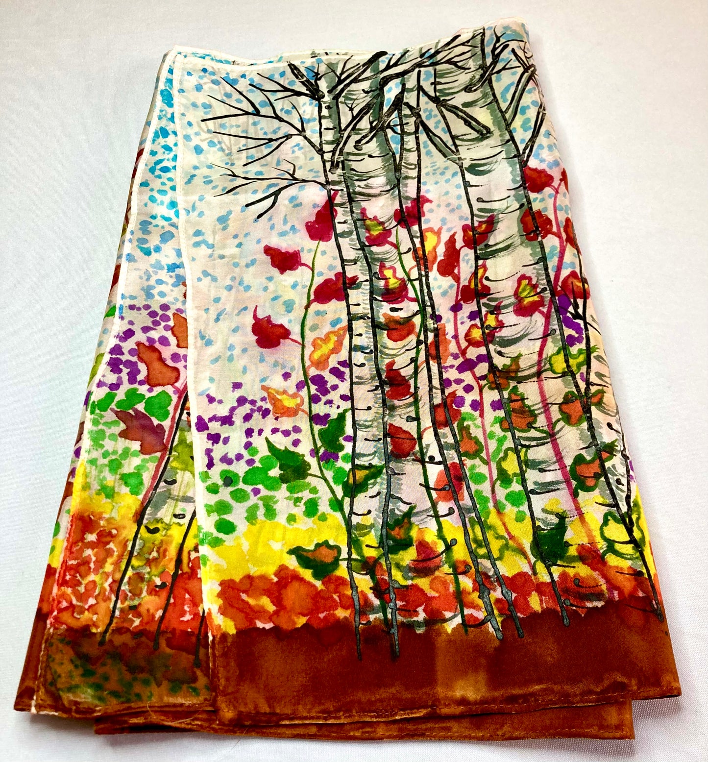 AUTUMN BIRCH Silk Scarf