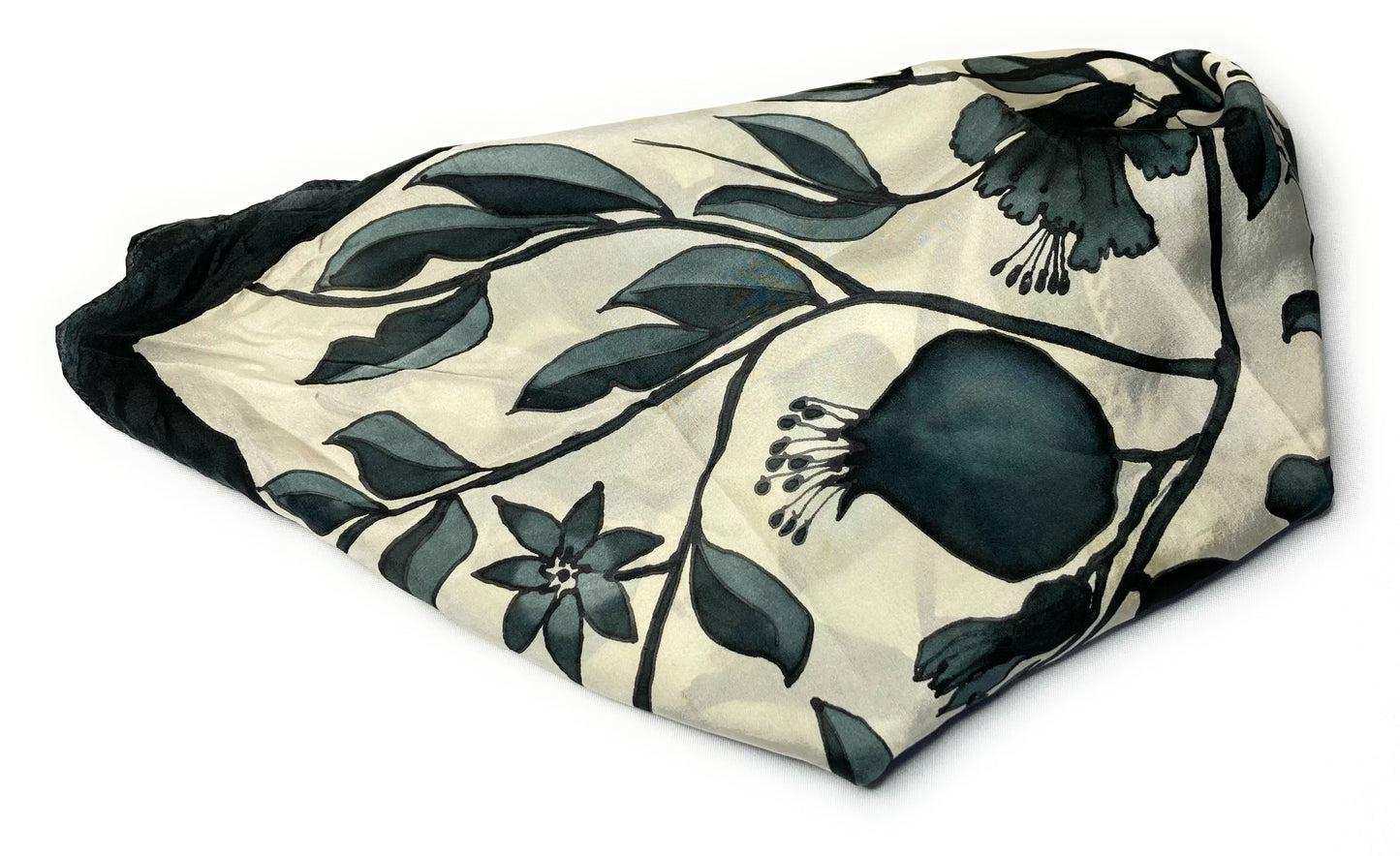 POMEGRANATE B &W Silk Bandana