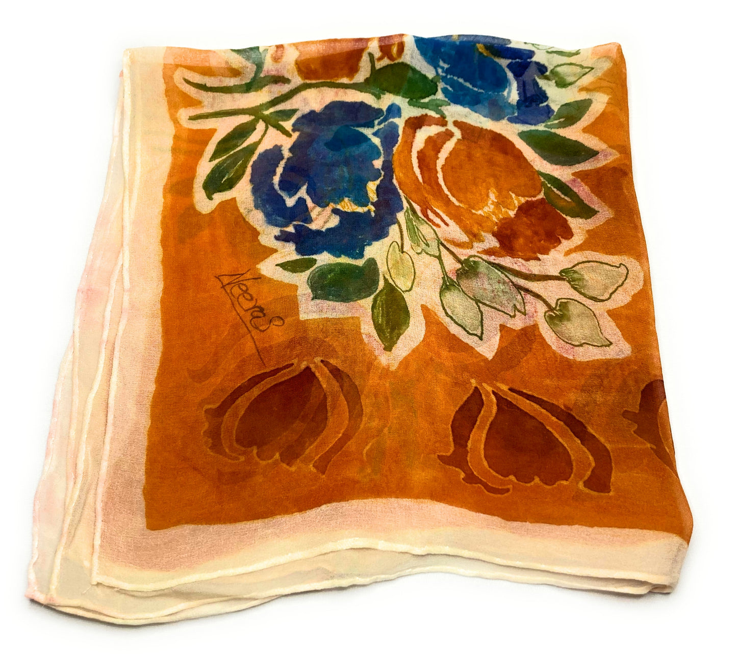ORANGE FLORAL CHIFFON BANDANA