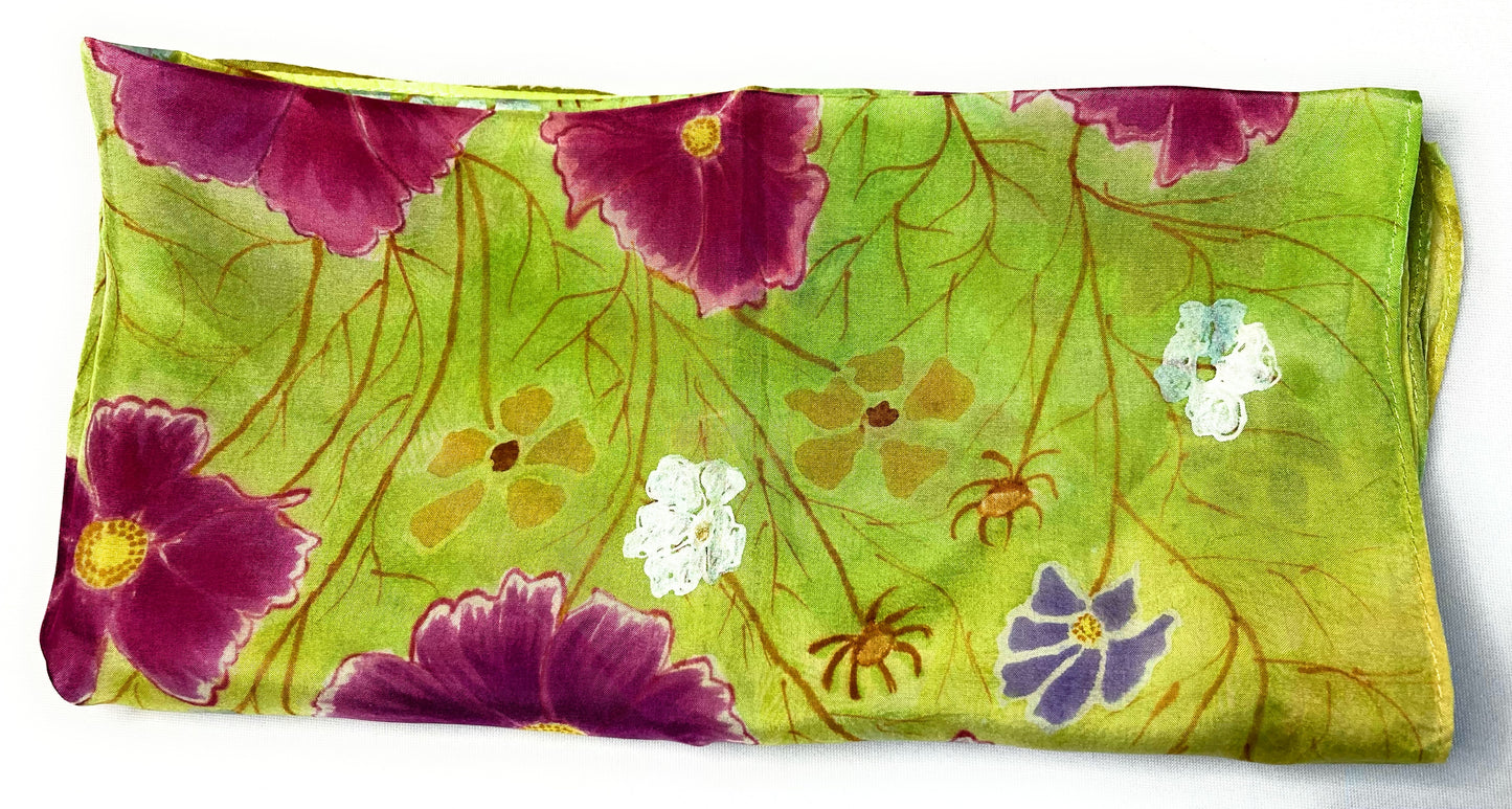 MAGENTA FLOWERS Silk Bandana