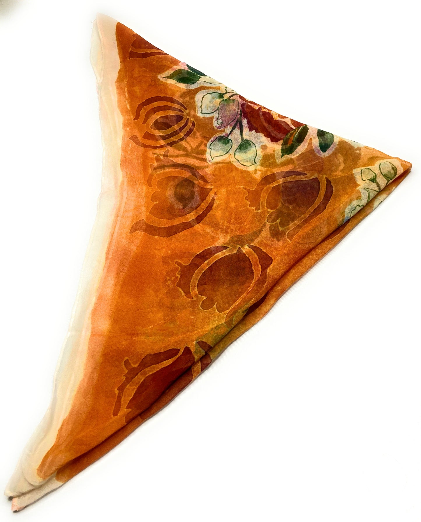 ORANGE FLORAL CHIFFON BANDANA