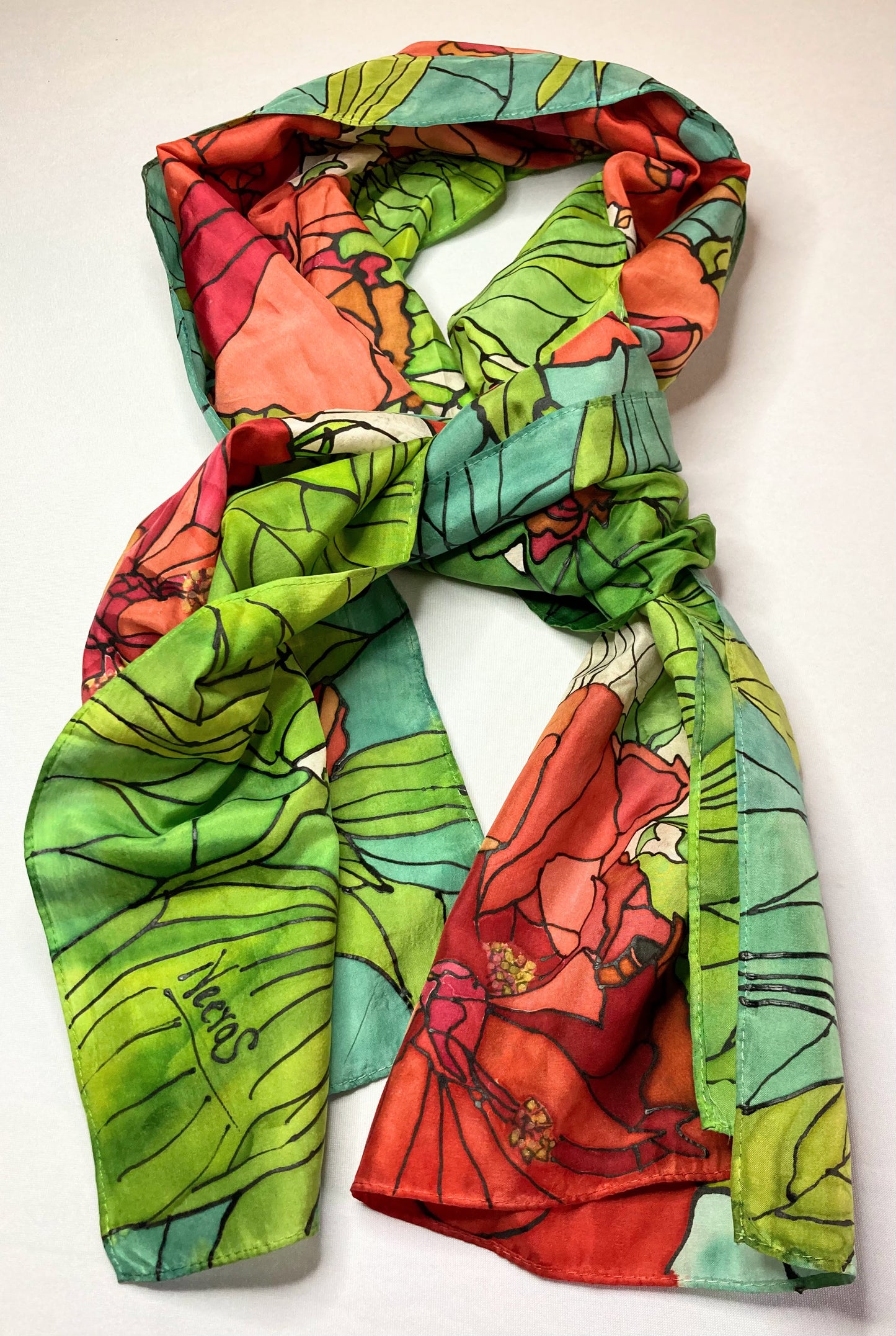 POPPIES STAINED GLASS Silk Scarf