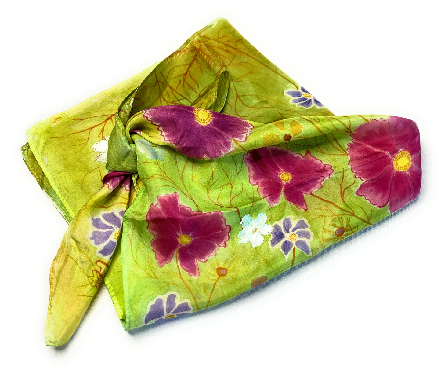 MAGENTA FLOWERS Silk Bandana
