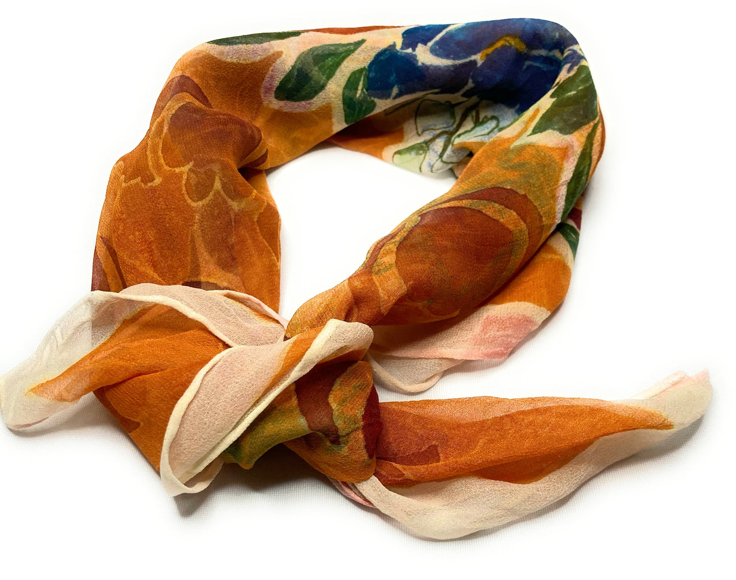 ORANGE FLORAL CHIFFON BANDANA