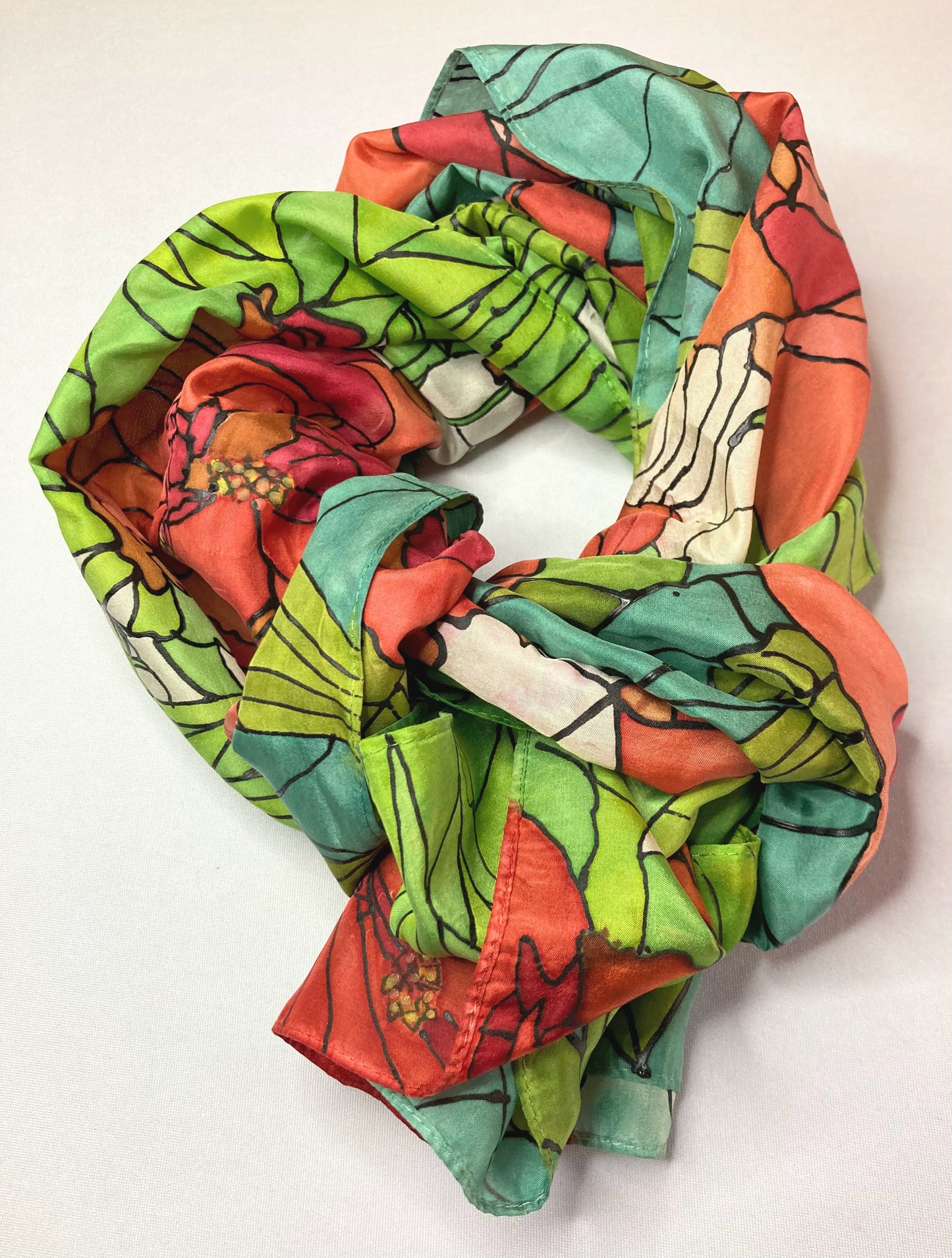 POPPIES STAINED GLASS Silk Scarf