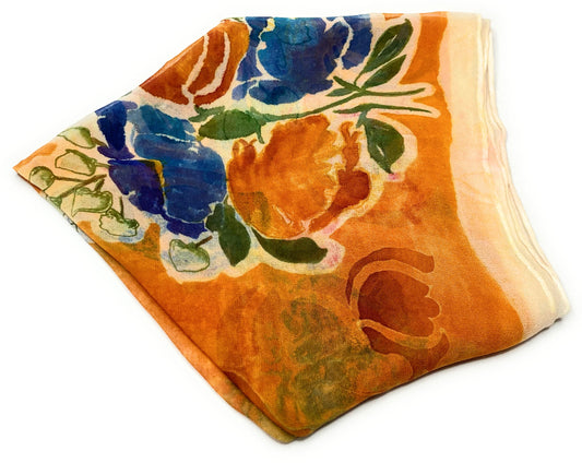 ORANGE FLORAL CHIFFON BANDANA