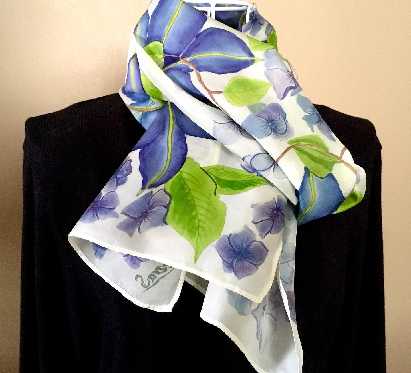 PURPLE HYDRANGEAS Silk Scarf