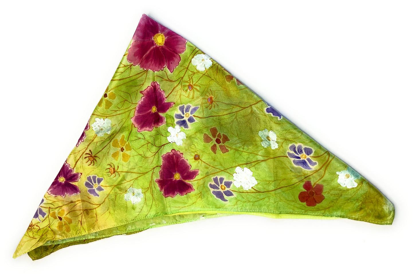 MAGENTA FLOWERS Silk Bandana