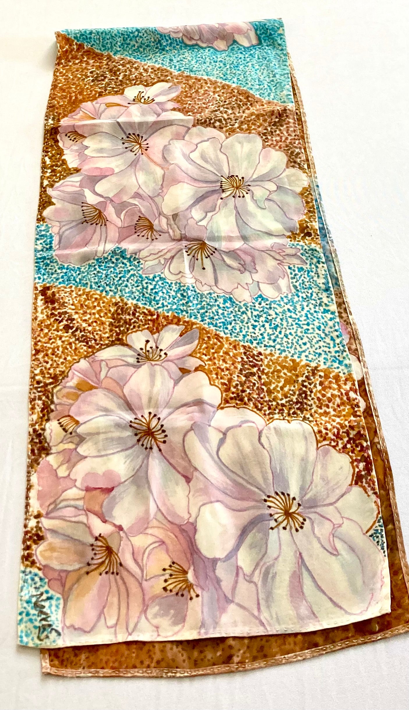 PINK FLOWERS Silk Scarf