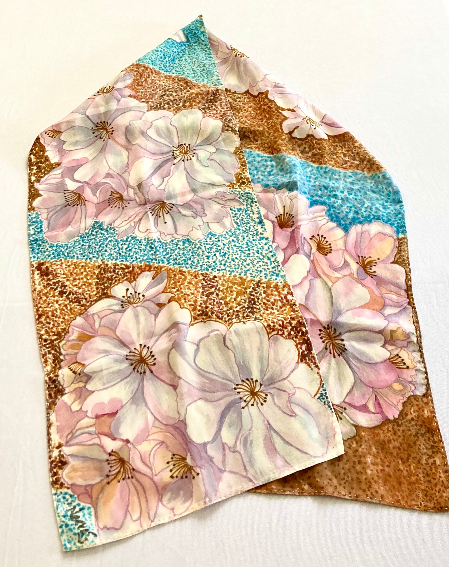 PINK FLOWERS Silk Scarf