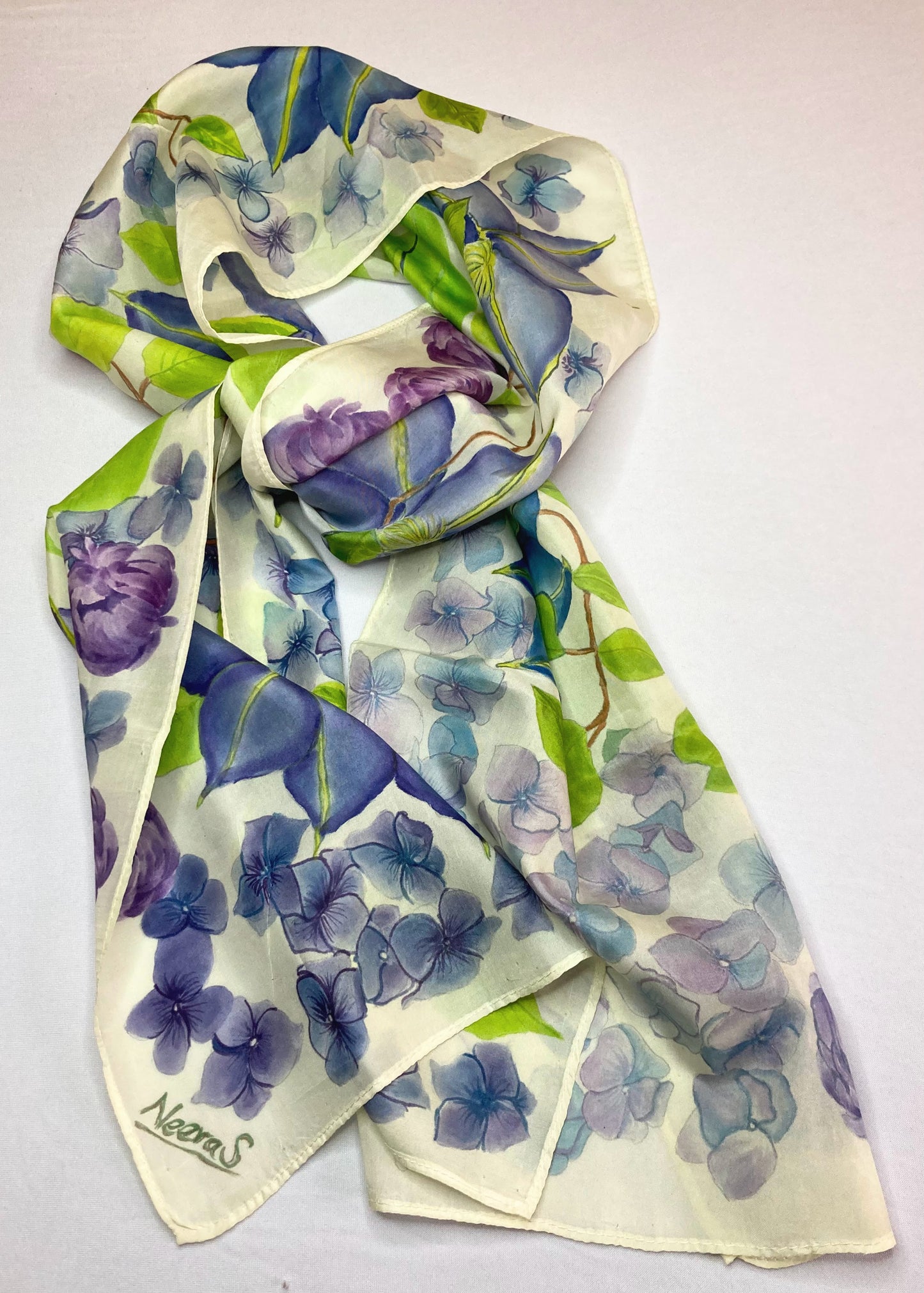 PURPLE HYDRANGEAS Silk Scarf